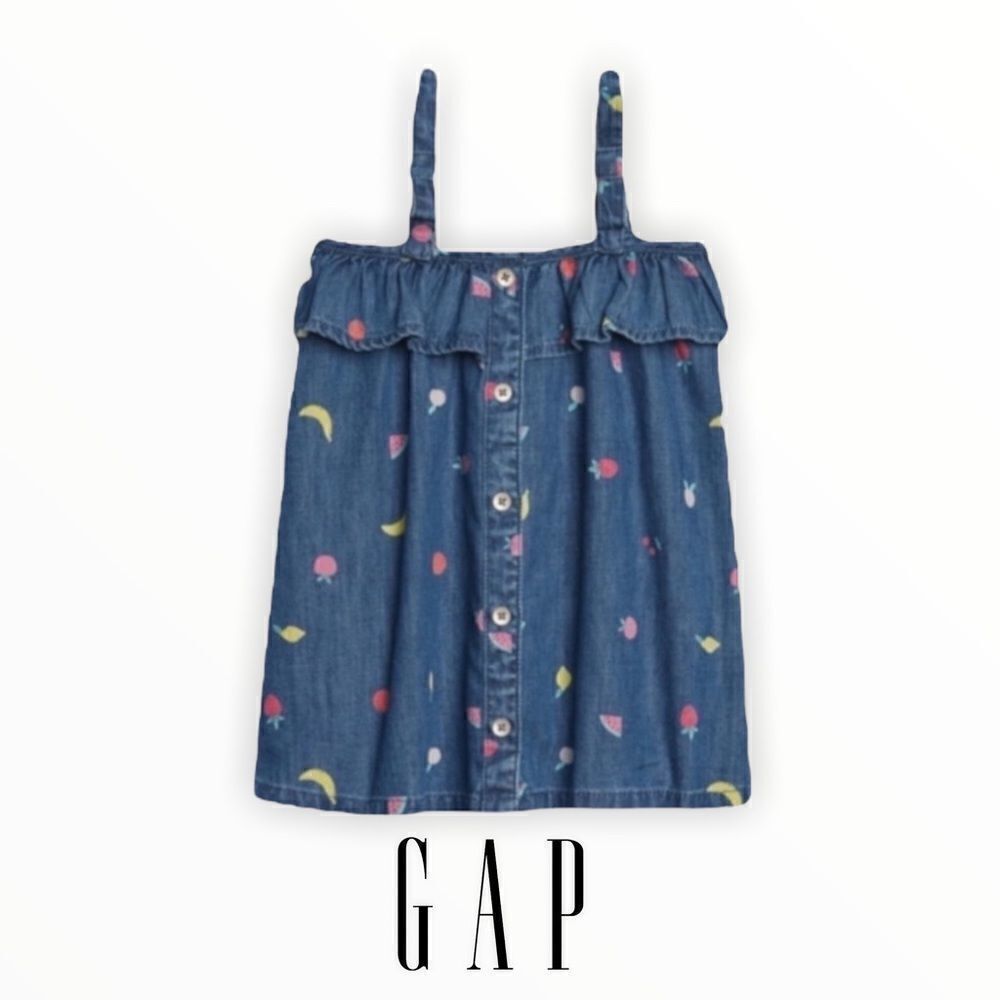 GAP Kids | Blue | FRUITS DENIM SLEEVELESS DRESS